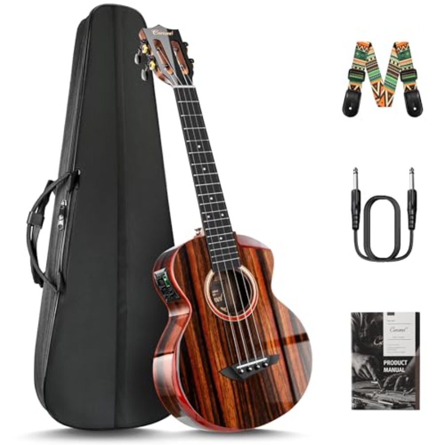 Ukulele Beginner Kit - TEG91 Cutaway Ebony Glossy Tenor Acoustic