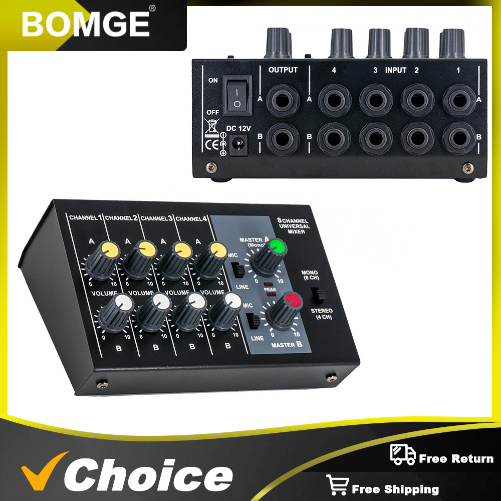Audio Music Mixer - 8 Channel Mixer - Mini 8