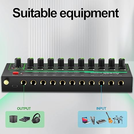 Aveek 10 Channel Mixer - Mini  - Audio Music Mixer 评论和价格
