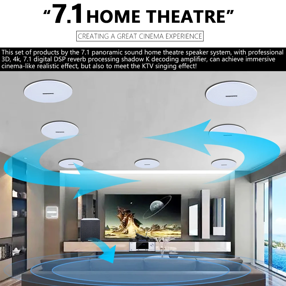 7.1 Home Theater Ceiling Speak - Audio Music In Background 评论和价格
