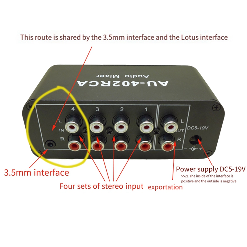 AU-402RCA Stereo Audio Mixer M - Audio Music Mixer 评论和价格