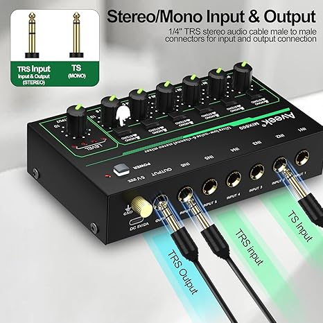 Aveek 6 Channel Mixer - Mini 6 - Audio Music Mixer 评论和价格