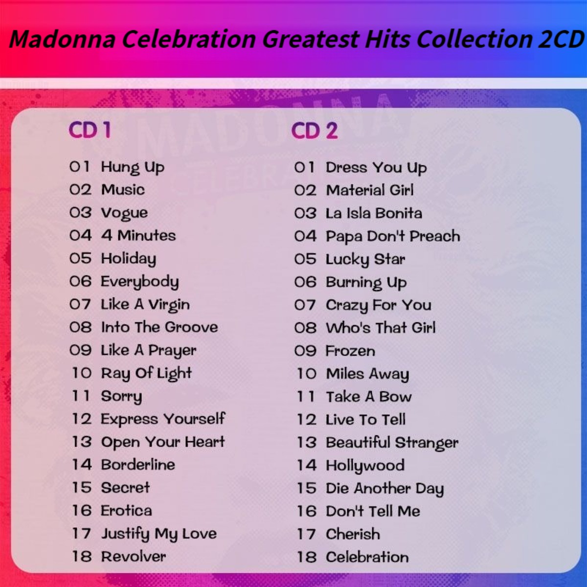 Madonna Celebration The Ultima - Audio Music For 评论和价格