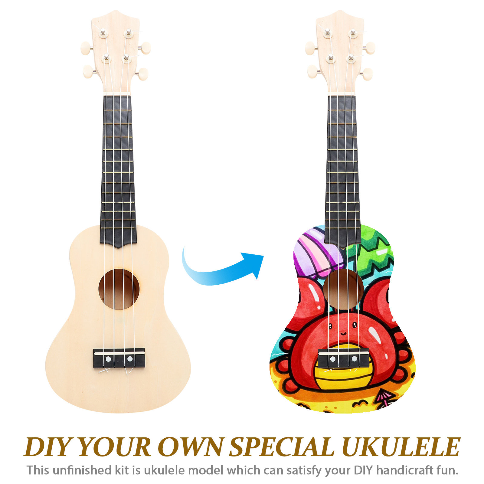 1Set DIY Ukulele Kit Unpainted - Ukulele Beginner Kit 评论和价格